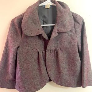 Vintage Cropped blazer in purple argyle color